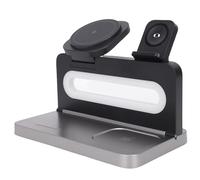 Lazmin112 Station de Charge 4 en 1, Chargeur sans Fil Rapide 15W avec Fixation Magnétique et Veilleuse, pour Téléphone, Montre, Casque