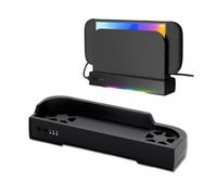 Lazmin112 Station De Refroidissement Pour Console, 3 Vitesses Réglables, 8 Modes d'Éclairage Rvb, Circulation d'Air Ouverte, Double Ventilateur Mural, Base De Refroidissement