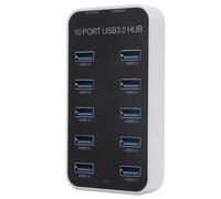 Lazmin112 Station D'extension de Hub USB 3.0 à 10 Ports, Transfert de Données Rapide 5 Gbit/s avec Port d'alimentation DC 12-24 V, Hub D'extension USB pour PC Portable, Ordinateur de