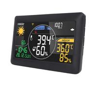 Lazmin112 Station Météorologique sans Fil Intérieur Extérieur, Hygromètre Thermomètre Numérique, écran LCD HD, Trois Capteurs, Pression Barométrique, Heure et Date, pour la Maison