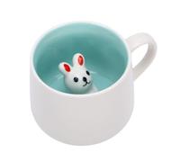 Lazmin112 Tasse en Céramique D'animal 3D, Figurine Surprise Mignonne à L'intérieur pour les Amoureux des Animaux, Tasse à thé et à café, 12oz, Lavable au Lave-vaisselle (Petit Lapin modèle 3D)
