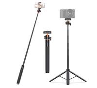 Lazmin112 Trépied D'appareil Photo, Bâton de Selfie Léger et Extensible à 5 Sections en Alliage D'aluminium avec Tête Sphérique 360 et Support de Chaussure Froide, pour Caméra d'action