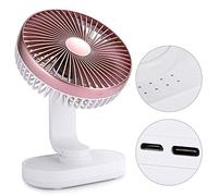 Lazmin112 Ventilateur de Bureau USB, Mini Ventilateur USB Créatif à 4 Vitesses (Or Rose)