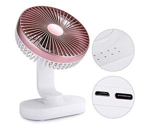 Lazmin112 Ventilateur de Bureau USB, Mini Ventilateur USB Créatif à 4 Vitesses (Or Rose)