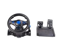 Lazmin112 Volant de Jeu, Rotation à 180 °, Volant de Jeu de Course USB 7 en 1 avec Pédale à Ressort, Moteur Intégré, Conception de Retour de Vibration Réaliste, pour PC pour