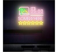 Lazmira Enseigne au néon D'Ambiance Apaisante Lampe Il Est 5h00 Quelque Part, Enseigne Au Néon pour Bar À Cocktails(A)