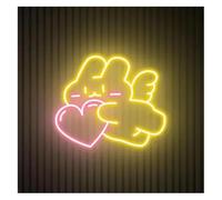 Lazmira Enseigne au néon D'Ambiance Apaisante Lampe Lapin Alimenté par avec Lumières Néon en Forme De Cœur, Mignon Ange Enseignes Au(B,50cmx50cm)