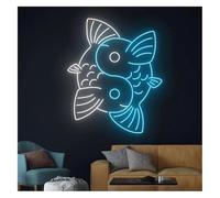 Lazmira Enseigne au néon D'Ambiance Apaisante Lampe Yin Yang Koi Enseigne Au Néon Poisson Porte Bonheur Lumière pour Anniversaire Enfants Bébé