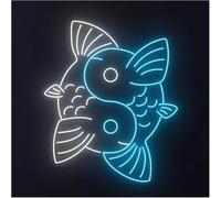 Lazmira Enseigne au néon D'Ambiance Apaisante Lampe Yin Yang Koi Enseigne Au Néon Poisson Porte Bonheur Lumière pour Anniversaire