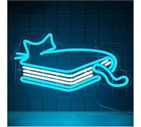 Lazmira Enseigne au néon Enseigne lumineuse au néon représentant un chat, idéale pour décorer une bibliothèque ou chambre à coucher, 23,5 x 42 cm