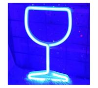 Lazmira Enseigne au néon Enseignes au néon LED en forme de verre à vin, luminaire décoratif mural pour club, maison, bar(Bleu)