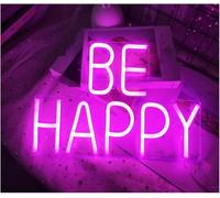 Lazmira Enseigne au néon Lettres colorées Intérieur Luminaires Panneau Néon Be Happy Pour Décoration Murale, Pour Chambre D'enfants
