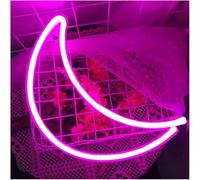 Lazmira Enseigne au néon Luminaires LED d'intérieur à lettres colorées en forme de lune pour mur néon, chambre, salon, maison(Violet)