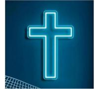 Lazmira Enseigne au néon Néon signe Croix Signe Jésus Lumière LED Pour Chambre Salon Fête De Baptême Décoration(Ice Blue,25x50cm)