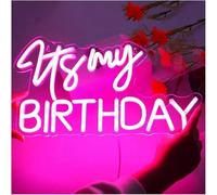 Lazmira Enseigne au néon Panneau néon « C'est mon anniversaire » pour décoration murale de fête d'anniversaire, lumière LED 40 x 30 cm