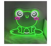 Lazmira Enseigne au néon Pour enseigne au néon pour grenouille assise sur une feuille de Pour lotus, convient jardinage