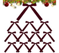 Lazos para Árbol de Navidad - Tela 18x13x2.5cm | Lazos de terciopelo con diseño de cinta retro, decoración navideña rústica, de corona - Boŵs de regalo de corona rústica | Decoración de regalo