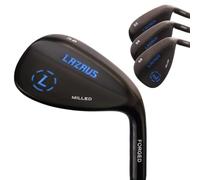 LAZRUS Lot de Cales de Golf Forgées de Qualité Supérieure - 52, 56, 60 Degrés + Face Fraisée Pour Plus de Rotation - Excellent Cadeau Pour Homme (Noir, 3 Cales)