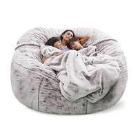 LAZULZ Pouf Géant Immense, Housse de Fauteuil Poire Lavable (sans Remplissage) - Meuble de Salon pour Parties et Détente,Snow Coffee,180 * 90cm/7ft
