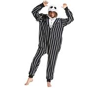 Lazutom Adulte Unisexe Animal Costume Cosplay Combinaison Pyjama Nuit Vêtements Soirée de Déguisement (L fit for Height 164-172CM (64.5"-67.7"), Jack Skellington)