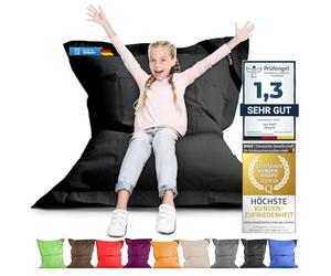 LAZY BAG Original Indoor & Outdoor Beanbag XL Pouf géant de 250 litres Coussin de siège Junior Fauteuil pour Enfants & Adultes 160x120 (Noir)