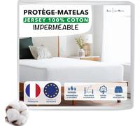 Lazy Bear Home | Alèse 140x200cm, Protège Matelas Imperméable Surface Coton Jersey, Forme Drap Housse | Marque FR, Fabriqué UE