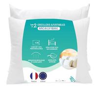 Lazy Bear Home | Oreiller 60x60 Lot de 2, Enveloppe Soyeuse Microfibre, Garnissage Fibre Creuse siliconée, Coussin Ajustable en Hauteur, Marque Française, Fabriqué UE (Microfibre, 60_x_60_cm)