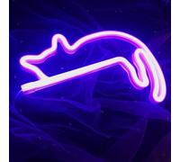 Lazy cat neon lights, wall mounted birthday party decorations, suitable for families, terraces, gardens, bars, restaurants, hotels, shops, clubs, friends, family, and children as gifts (purple)