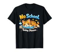 Lazy Cat No School Today Graphique Amusant pour Les devoirs d'étudiant T-Shirt