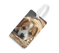 Lazy Dog - Étiquettes de bagage avec carte d'identité, étiquettes de sac de voyage durables, étiquettes imperméables pour valises, sacs à dos et étuis de voyage, blanc