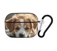 Lazy Dog Puppy Coque rigide anti-rayures en polycarbonate avec porte-clés, accessoires pour AirPod Pro 2e/1ère coque pour homme et femme, style noir