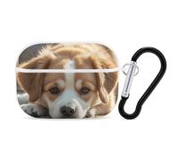 Lazy Dog Puppy Coque rigide anti-rayures en polycarbonate avec porte-clés pour AirPod Pro 2e/1ère coque pour homme et femme, style blanc
