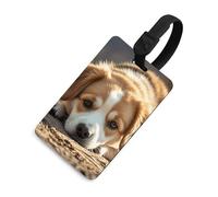 Lazy Dog Puppy Étiquettes de bagage avec carte d'identité, étiquettes de sac de voyage durables, étiquettes imperméables pour valises, sacs à dos et étuis de voyage Noir