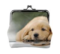 Lazy Dog Puppy Print Double Fermoir Cadre en Métal Cuir Pochette à Change Portefeuille pour Femme avec Clés Petit Sac à Main, Noir , Taille unique