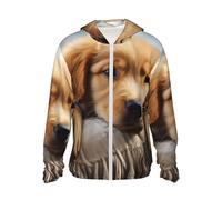 Lazy Dog Puppy Print Veste à capuche avec fermeture éclair intégrale et manches longues avec poches pour l'extérieur, noir, S