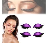 Lazy Eye Shadow Eyelash Patch, 2-in-1 Reusable Eye Makeup Stickers with False Lashes & Shadow 4 Pairs Eyeshadow Eyelashes Makeup Stickers for All Eyeshapes (purple)