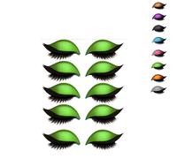 Lazy Eye Shadow Eyelash Patch, 2025 New Eyeshadow Eyelash Stickers, 3-in-1 Reusable Eye Makeup Stickers with False Lashes, 5 Pairs Colorful Eyeshadow, Easy to Apply Eyes Shadow (5 pairs-Green)
