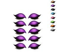 Lazy Eye Shadow Eyelash Patch, 2025 New Eyeshadow Eyelash Stickers, 3-in-1 Reusable Eye Makeup Stickers with False Lashes, 5 Pairs Colorful Eyeshadow, Easy to Apply Eyes Shadow (5 pairs-Purple)