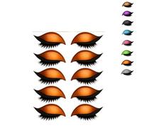 Lazy Eye Shadow Eyelash Patch, 2025 New Eyeshadow Eyelash Stickers, 3-in-1 Reusable Eye Makeup Stickers with False Lashes, 5 Pairs Colorful Eyeshadow, Easy to Apply Eyes Shadow (5 pairs-Orange)