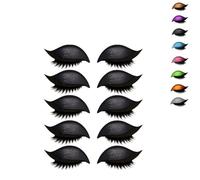 Lazy Eye Shadow Eyelash Patch, 2025 New Eyeshadow Eyelash Stickers, 3-in-1 Reusable Eye Makeup Stickers with False Lashes, 5 Pairs Colorful Eyeshadow, Easy to Apply Eyes Shadow (5 pairs-Black)