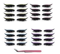 Lazy Eye Shadow Eyelash Patch(4 pairs),Makeup stickers,2-In-1 Reusable Eye Makeup Stickers,Including false eyelashes, eye shadow, eyeliner,Lazy Makeups Tool For All Eyeshapes (gold+pink+purple+blue)