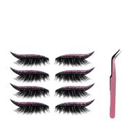 Lazy Eye Shadow Eyelash Patch（4 pairs）,Makeup stickers,2-In-1 Reusable Eye Makeup Stickers,Including false eyelashes, eye shadow, eyeliner,Lazy Makeups Tool For All Eyeshapes (pink)