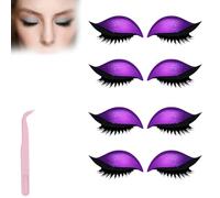 Lazy Eye Shadow Eyelash Patch,Eye Patch for Lazy Eyes,Eyeshadow Eyelashes Makeup Stickers,2-in-1 Reusable Eyes Makeup Stickers with False Lashes & Shadow,For All Shapes (Purple, 4pcs)