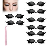 Lazy Eye Shadow Eyelash Patch,Eye Patch for Lazy Eyes,Eyeshadow Eyelashes Makeup Stickers,2-in-1 Reusable Eyes Makeup Stickers with False Lashes & Shadow,For All Shapes (Black, 8pcs)