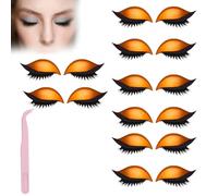 Lazy Eye Shadow Eyelash Patch,Eye Patch for Lazy Eyes,Eyeshadow Eyelashes Makeup Stickers,2-in-1 Reusable Eyes Makeup Stickers with False Lashes & Shadow,For All Shapes (Orange, 8pcs)