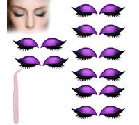 Lazy Eye Shadow Eyelash Patch,Eye Patch for Lazy Eyes,Eyeshadow Eyelashes Makeup Stickers,2-in-1 Reusable Eyes Makeup Stickers with False Lashes & Shadow,For All Shapes (Purple, 8pcs)