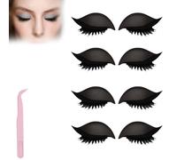 Lazy Eye Shadow Eyelash Patch,Eye Patch for Lazy Eyes,Eyeshadow Eyelashes Makeup Stickers,2-in-1 Reusable Eyes Makeup Stickers with False Lashes & Shadow,For All Shapes (Black, 4pcs)