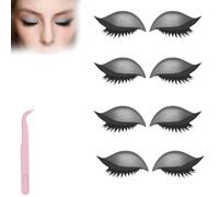 Lazy Eye Shadow Eyelash Patch,Eye Patch for Lazy Eyes,Eyeshadow Eyelashes Makeup Stickers,2-in-1 Reusable Eyes Makeup Stickers with False Lashes & Shadow,For All Shapes (Grey, 4pcs)