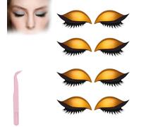 Lazy Eye Shadow Eyelash Patch,Eye Patch for Lazy Eyes,Eyeshadow Eyelashes Makeup Stickers,2-in-1 Reusable Eyes Makeup Stickers with False Lashes & Shadow,For All Shapes (Yellow, 4pcs)