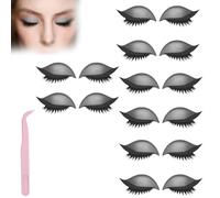 Lazy Eye Shadow Eyelash Patch,Eye Patch for Lazy Eyes,Eyeshadow Eyelashes Makeup Stickers,2-in-1 Reusable Eyes Makeup Stickers with False Lashes & Shadow,For All Shapes (Grey, 8pcs)